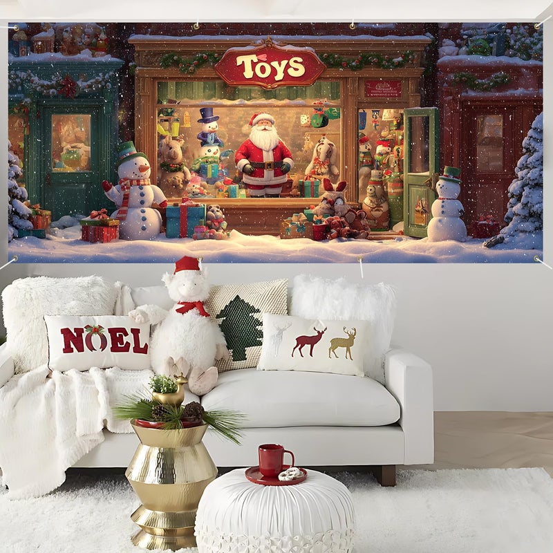ANNA QUEEN Santa Store Garage Door Decorations 6x13FT, Christmas Window Display Backdrop, Outdoor Holiday Banner, Garage door Mural for Xmas Party Home Decor - Image 5